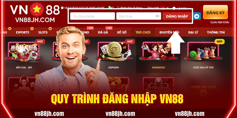 Quy trình đăng nhập VN88